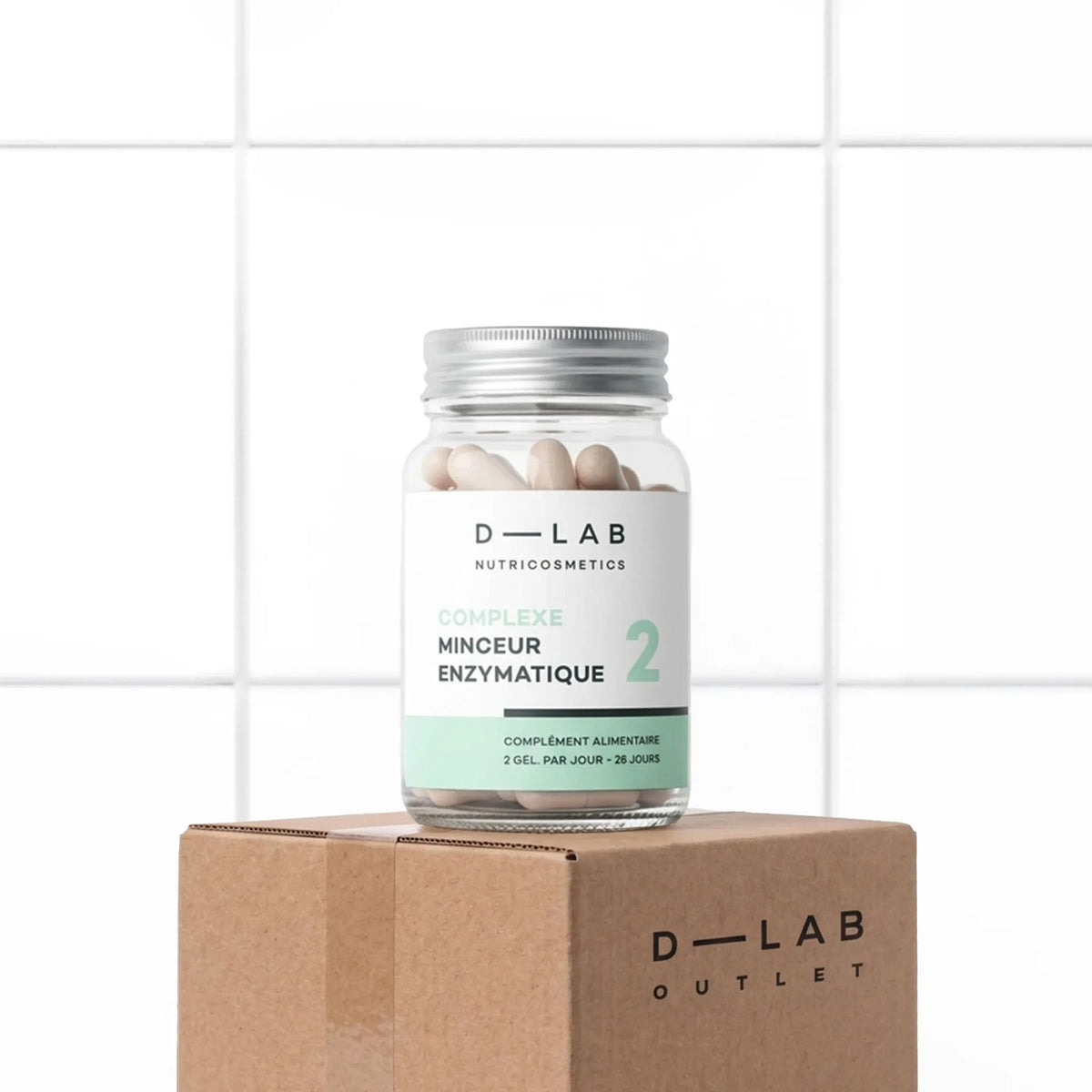 Complexe Minceur Enzymatique D-LAB Nutricosmetics, 1 unite, relance la digestion & active la perte de poids, packshot sur carton D-LAB Outlet